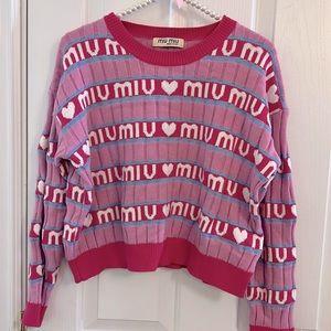 LIKE NEW- Worn once. Beautiful Miu Miu crew sweater. Cropped style.